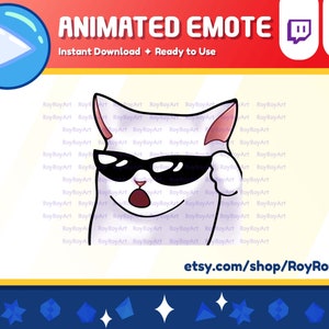 Twitch Emote Animated - Cool Cat Sunglasses OMG Shocked Amazing WOW