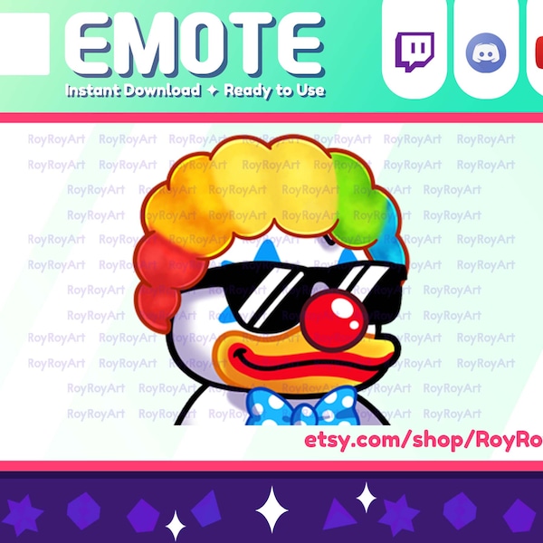 Twitch Emote - Cool Duck Clown / Sub Emoji Discord