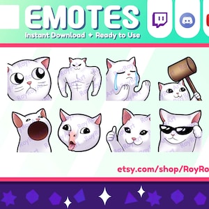 Twitch Emotes - paquete de memes de gato blanco
