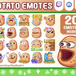 Twitch Emotes - Cute Potato Mega Pack Emotes / 20 Emotes Inside / Sub Emojis