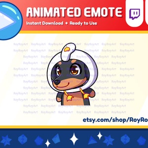 Twitch Emote Animated - Black Dog Dachshund Wiggle Dancing Emote Animated