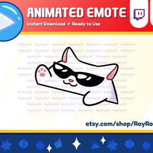 Twitch Emote Animado - Cool Cat Bongo / Lindo Gato Blanco Kawaii Kitty