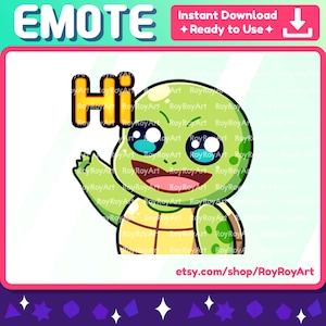 Twitch Emote - Turtle Hi Hello Emote / Sub Emoji