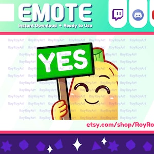 Twitch Emote - Cute Banana holding a YES sign Emote / Sub Emoji