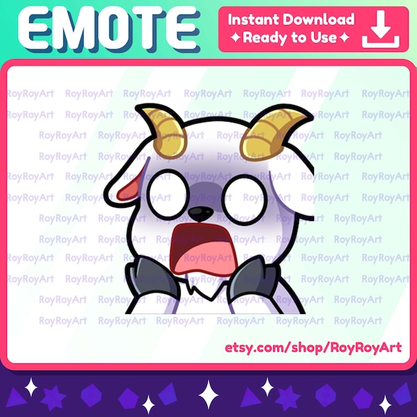 Twitch Emote - Cool Goat Scared Emote / Sub Emoji