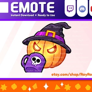 Halloween Twitch Emote - Scary Pumpkin Sip / Sub Emoji