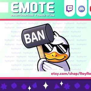 Twitch Emote - Cool Duck Ban Hammer / Sub Emoji Discord
