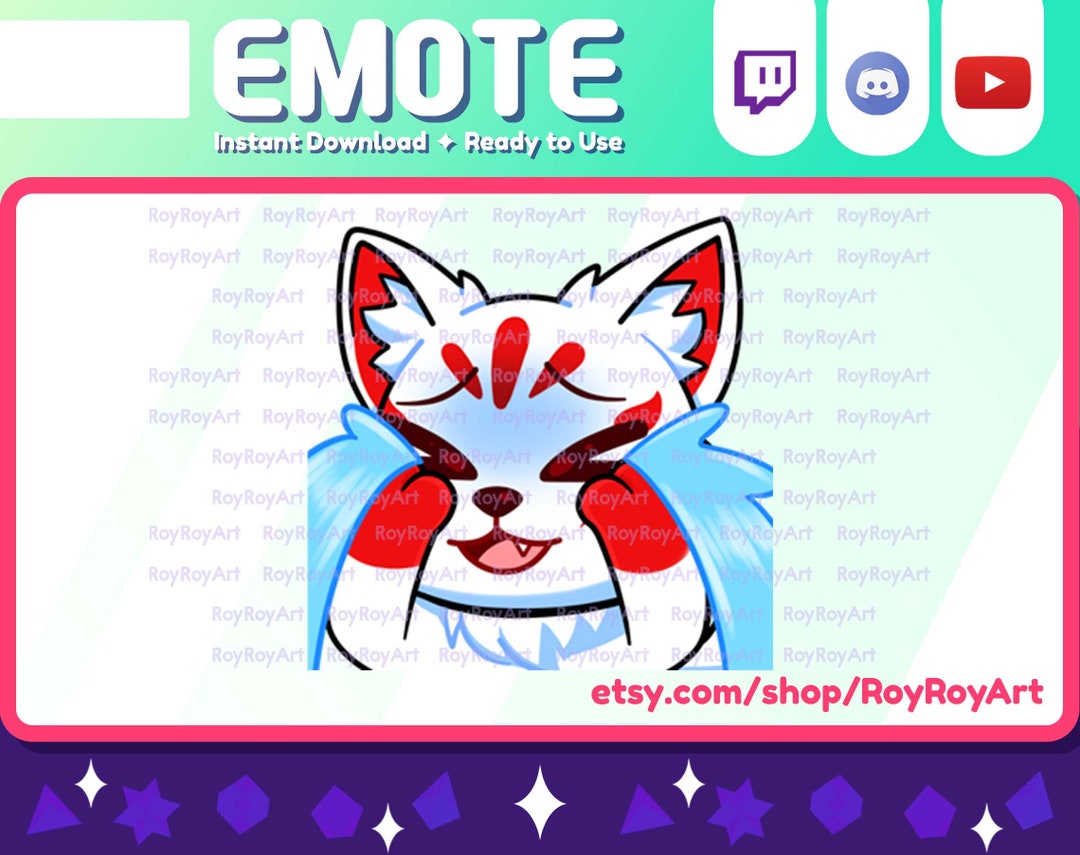 Twitch Emote Kitsune White Fox Crying Sad Sub Emoji Etsy