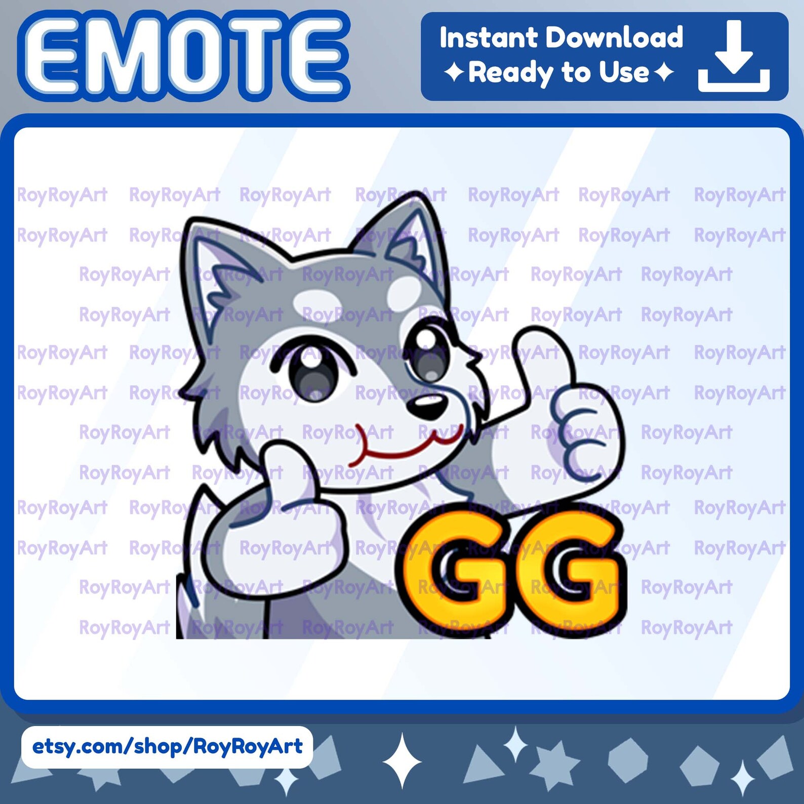 Twitch Emote - Grey Wolf GG Thumbs up / Sub Emoji Discord Kick - Etsy