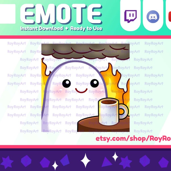 Twitch Emote - Kawaii Ghost This is Fine Emote / Sub Emoji