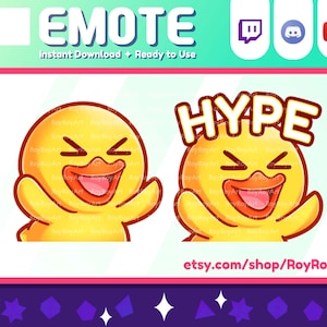 Twitch Emote - Cute Yellow Duck Emote Hype / Stream Sub Emoji