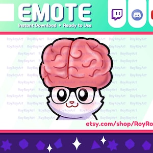 Twitch Emote - White Cat Brain 200iq Emote / Sub Emoji