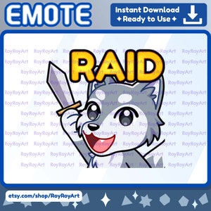 Twitch Emote - Grey Wolf Raid / Sub Emoji Discord Kick