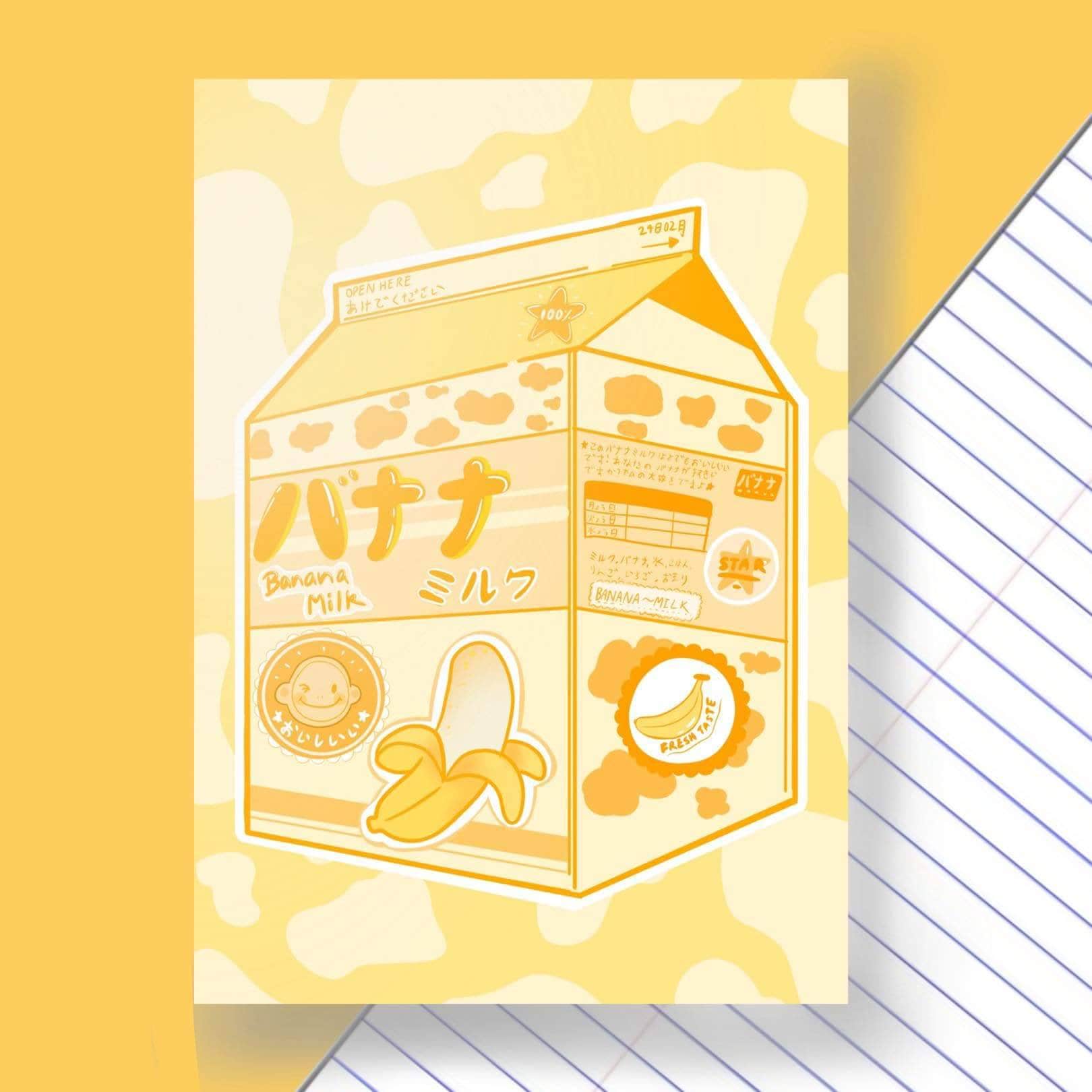 Japanese Fruit Milk Prints Peach Kiwi Banana Etsy