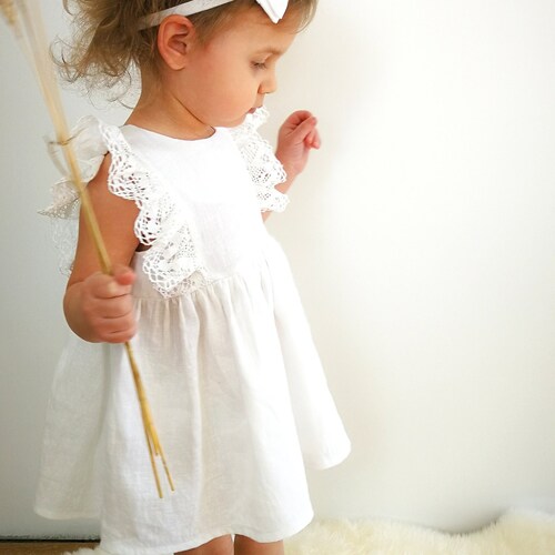 Yellow Flower Girl Dress Baby Linen Dress Etsy