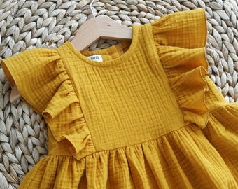 mustard infant dress