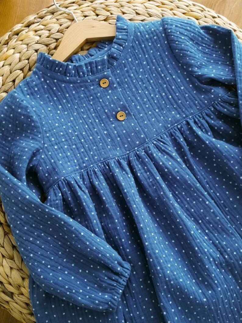 Baby Mint Dress Long Sleeve Double Gauze Girls Dress Polka Etsy