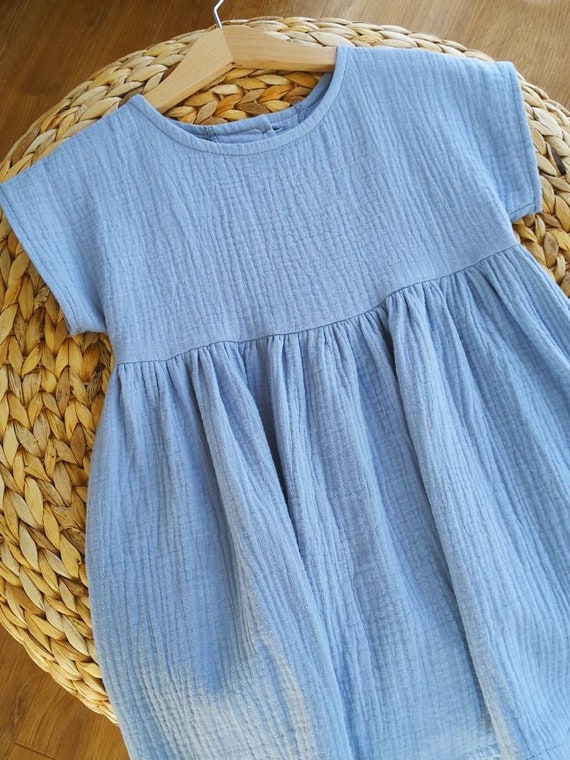 Muslin Cotton Dress for Baby Girl Double Gauze Simple Dress - Etsy