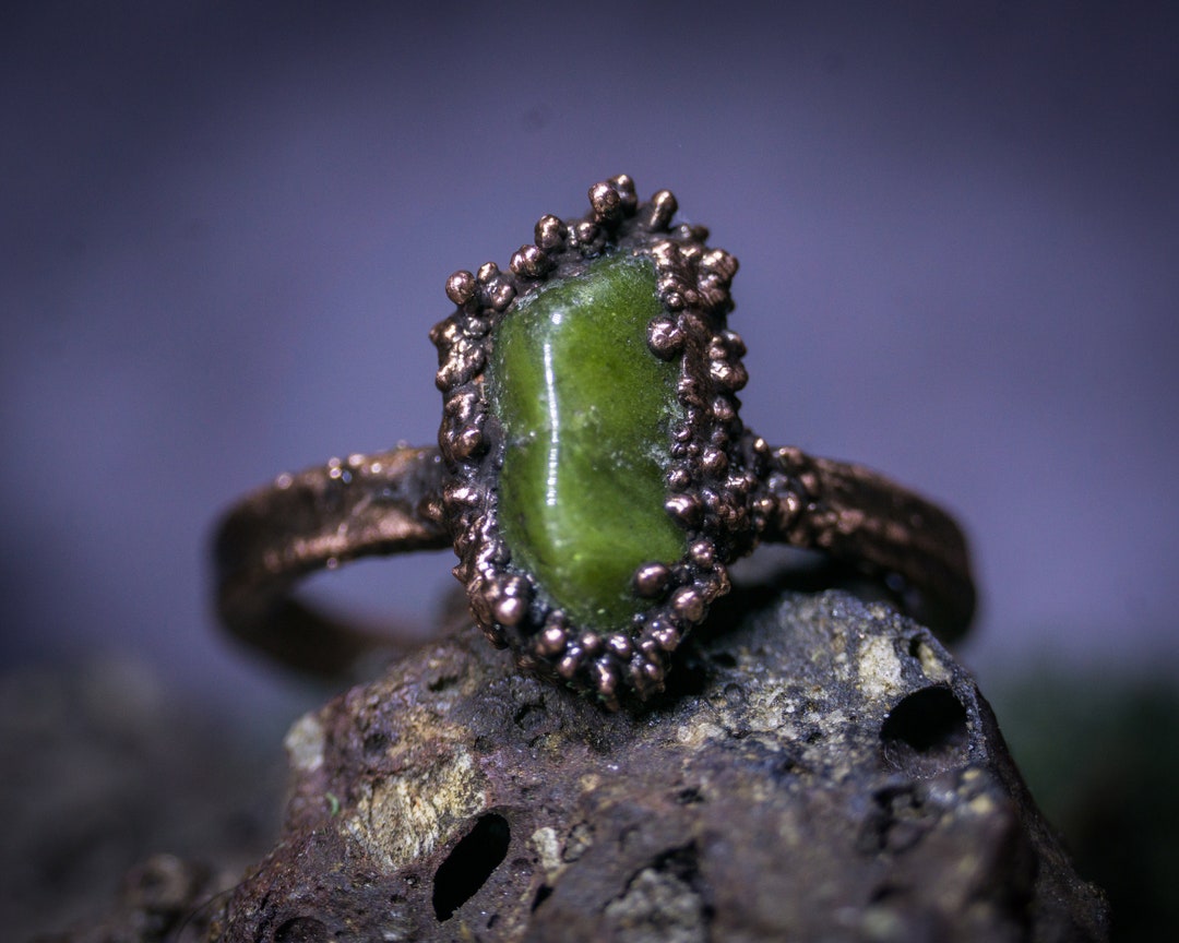 Epidote Stone Ring Green Witch Jewelry Personalized Raw Etsy