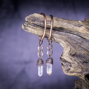 Crystal Ear Weights | Witchy Earrings, Dark Cottagecore Aesthetic, Dark Academia, Raw Crystal Jewelry For Stretched Earlobes, Dark Academia