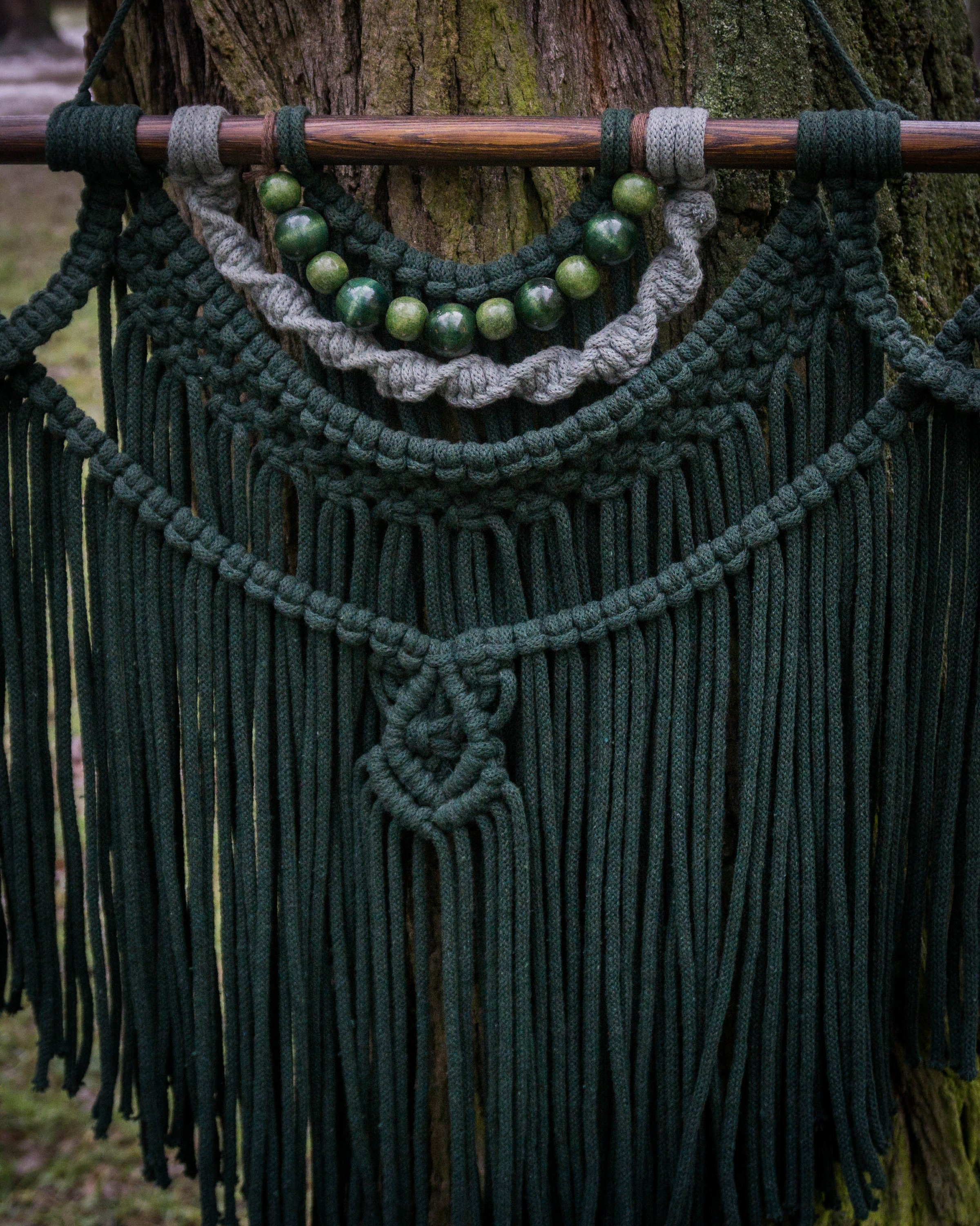 Nature Macrame Dark Green Wall Hanging Boho Cottagecore - Etsy