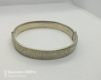 Unusual Vintage 1970s Sterling Silver 925 Solid &#39;Extender&#39; Textured Bangle
