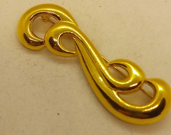 Vintage 1970s Napier Gold Tone Abstract Brooch