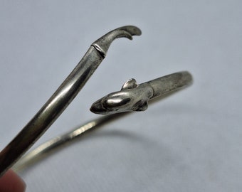 Bracelet Jonc Vintage Dauphin En Argent Massif Sterling Silver - Occasion Bon état