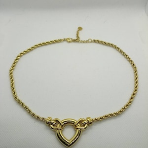 Incredible Vintage 1970s Grosse Dior Gold Plated ‘Heart Buckle’ Chain Necklace