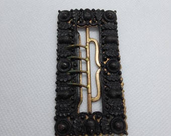 Antique Victorian Black Acorn Gilt Metal Mourning Belt  display picture 2