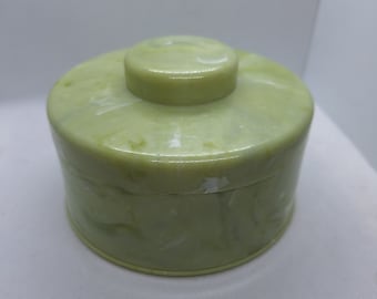 Vintage 1960s Green Plastic Powder Pot