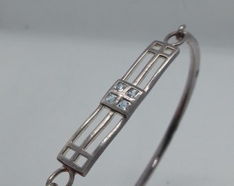 Vintage Y2K Sterling Silver (925) Blue Stone Bangle
