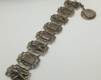Beautiful Vintage Arabic Silver (900) Souvenir Cote D’Azur Silver Cicada Bracelet