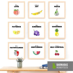 Fruit of the Spirit Wall Art / Printables / Inspirational Bible Verse Print / Galatians 5 22 / Bible Scripture Art / 9-Prints Included