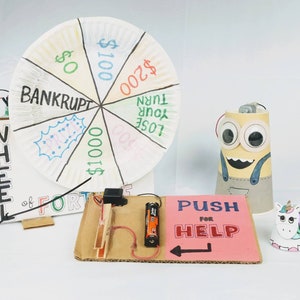 Mini Tinker Kit Craft Robot STEM STEAM Activity For Kids / Combines Arts and Crafts with Science and Engineering (Ages 6-10) / 4 Projects