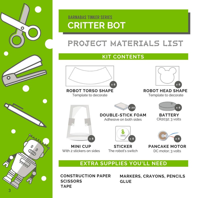Critter Bot Craft Robot STEM STEAM Activity For Kids / Combines Arts and Crafts with Science and Engineering Ages 6-10 / 8 or 12 bots image 7