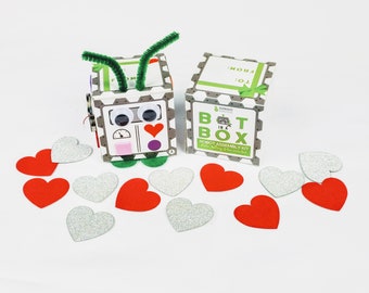 Cute Robot Valentine Gift / Sticker Mosaic Activity / STEM STEAM Science Project / 4-Pack or 8-Pack / Ages 5-10