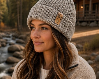 Women’s Double Layer Knit Beanie: Soft Warm Winter Hat, Cozy Handmade Chunky Beanie