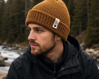 Handmade Knit Beanie: Double Layer Slouchy Cap, Gift for Him