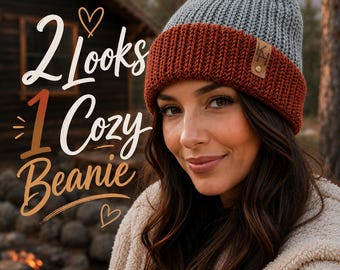 Women's Reversible Chunky Knit Beanie: Cozy Double Layer Cabin Style Hat