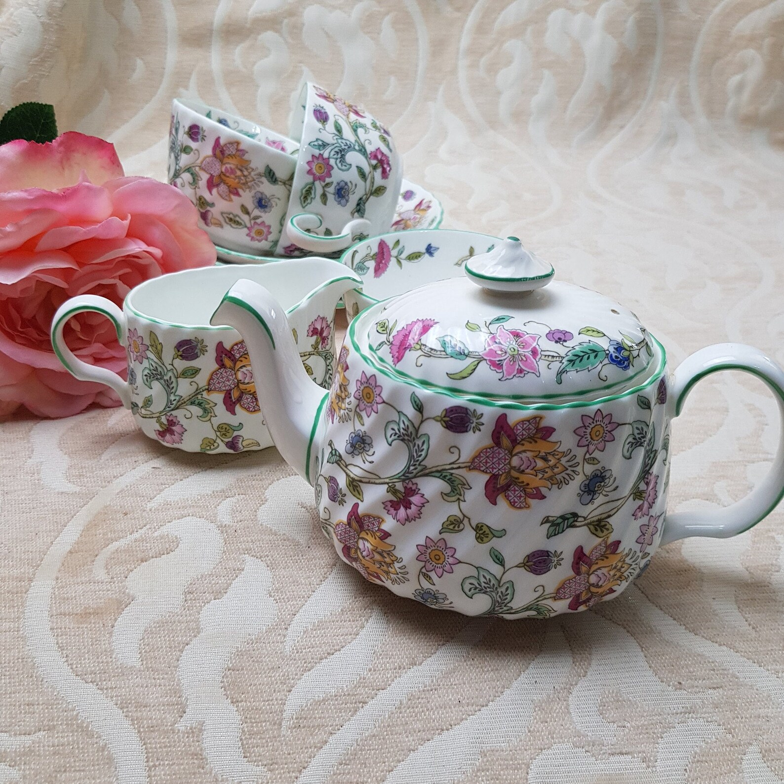 MINTON HADDON HALL Teapot Trio Cup and Saucer Milk Jug and Etsy