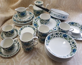 60s MIDWINTER ‘SPANISH GARDENS’ Dinner Plates Entree Plates, Side Plates, Cups and Saucers, Frying Pan, Bowls, Teapot, Sugar Bowl, Milk Jug