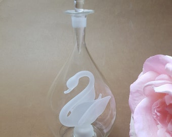 Vintage Glass perfume bottle with swan inside | Unusual Handblown perfume bottle with swan