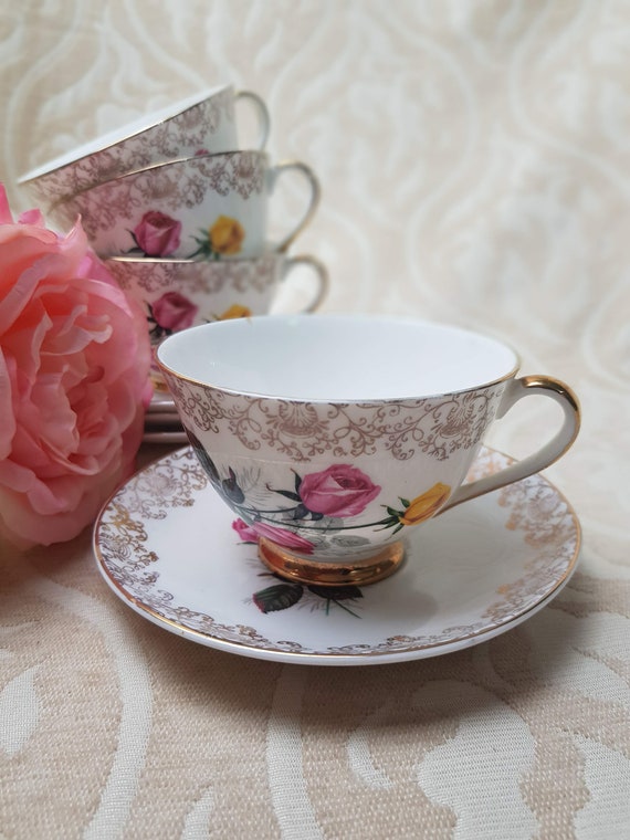 50's MOTHERS DAY Soft Pink Rose Bouquet Crown China Crafts