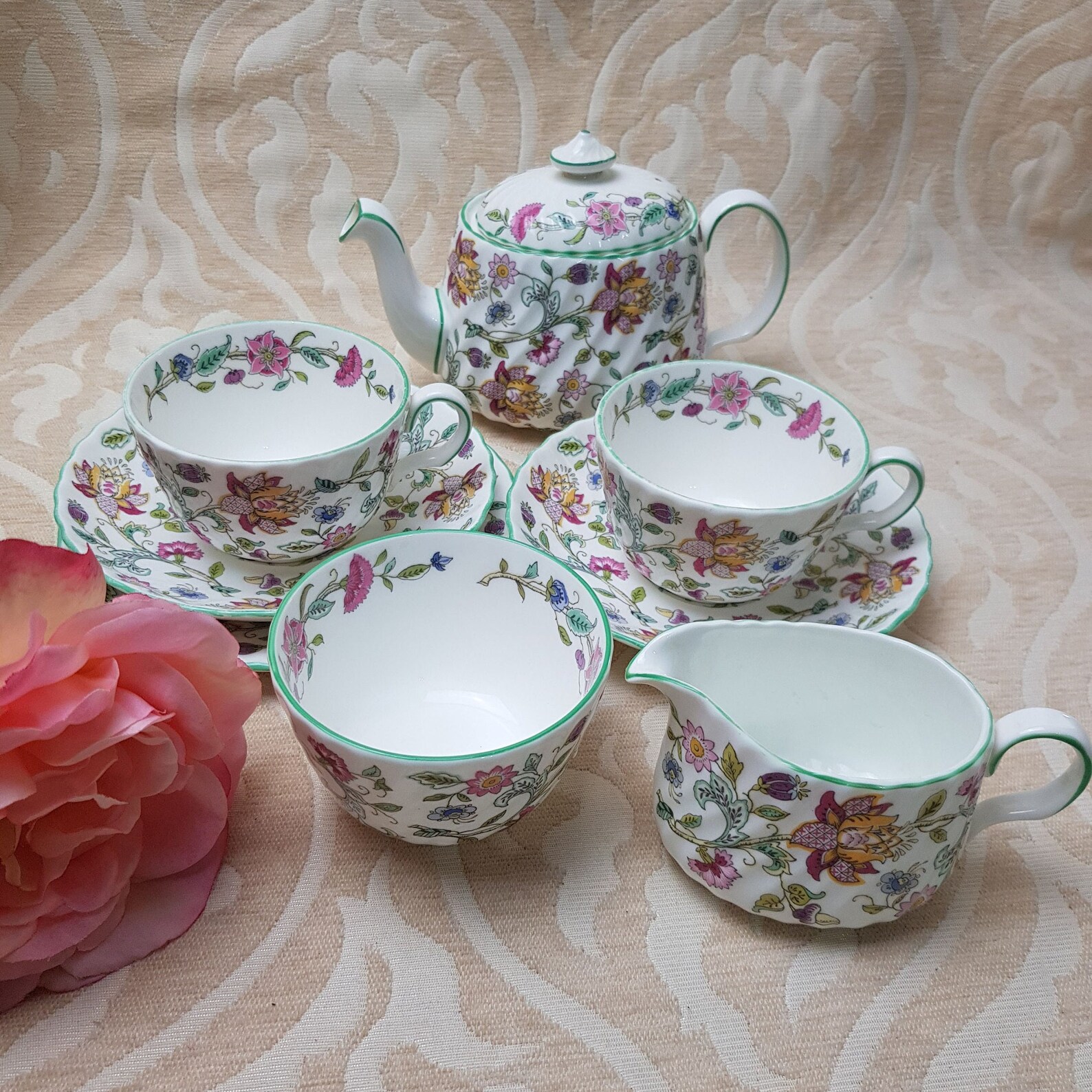 MINTON HADDON HALL Teapot Trio Cup and Saucer Milk Jug and Etsy