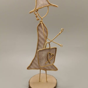 Papierdrahtfigur Shopping Queen, 17x5.5 cm, Mädchen, Shoppingtag, Stadtbummel, Geschenk für die Freundin, Einkaufen gehen, Handtasche