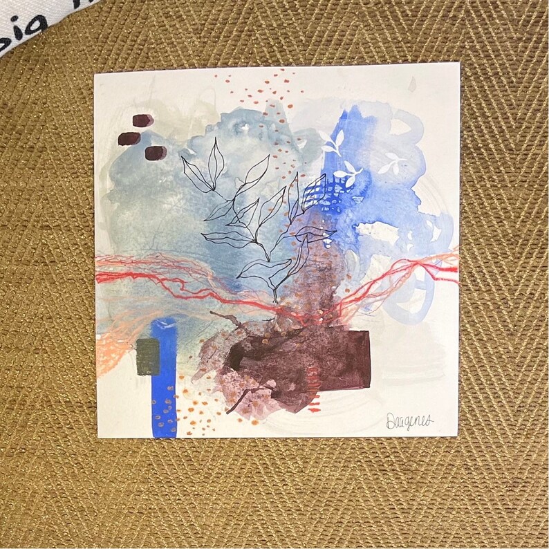 Water Rushes Drawing Water Rushes Out | 8x8 Inch Watercolor Mixed Media Painting | Original ...