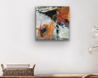 Las mareas que vienen / Pintura abstracta en técnica mixta de 12 x 12 pulgadas / Arte original / Arte sobre lienzo /