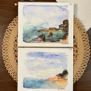 Seascape I & II |10x8 inch Giclee Art Prints | Fine Art Prints | Beach Art Prints | Abstract Art |Rocky Coastal Art Print