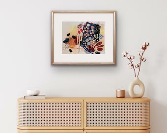 16x20 Inches | Original Art | Abstract Mixed Media Floral Painting | Painting on Paper